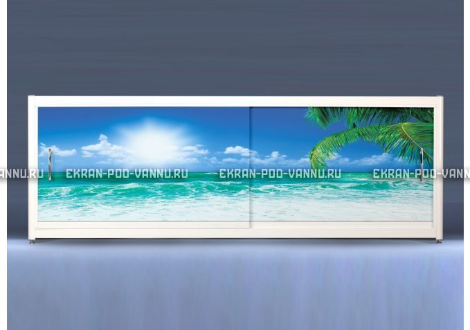 Экран на роликах EUROPLEX Пляж – купить по цене 12400 руб. в интернет-магазине в городе Омск картинка 1