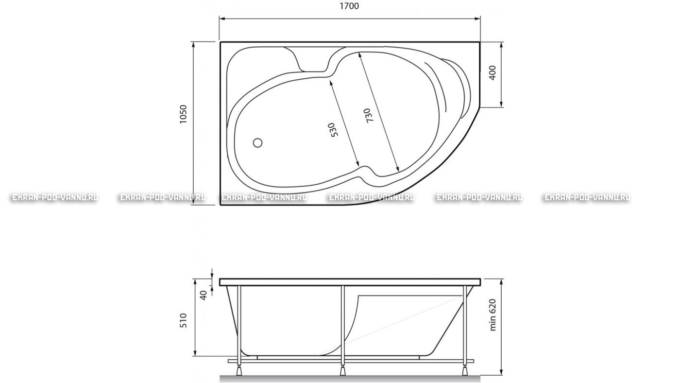 Акриловая ванна Relisan Sofi 170x105 – купить по цене 23480 руб. в интернет-магазине в городе Омск картинка 13