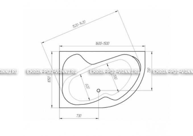 Акриловая ванна 1MarKa Aura 150x105 – купить по цене 16250 руб. в интернет-магазине в городе Омск картинка 3