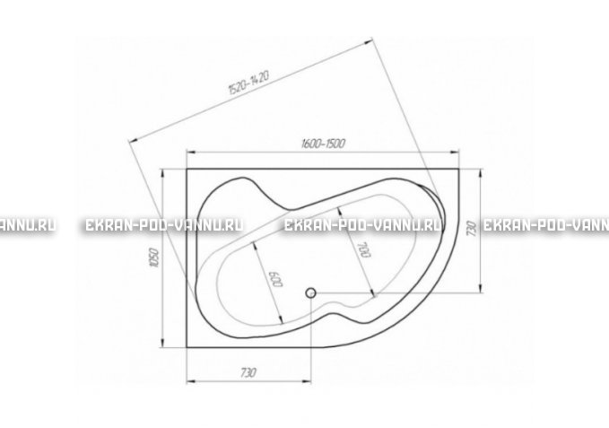 Акриловая ванна 1MarKa Imago 160x105 – купить по цене 16700 руб. в интернет-магазине в городе Омск картинка 3