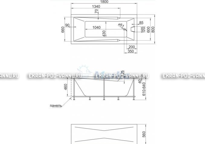 Акриловая ванна 1MarKa Raguza 180x80 – купить по цене 17854 руб. в интернет-магазине в городе Омск картинка 4