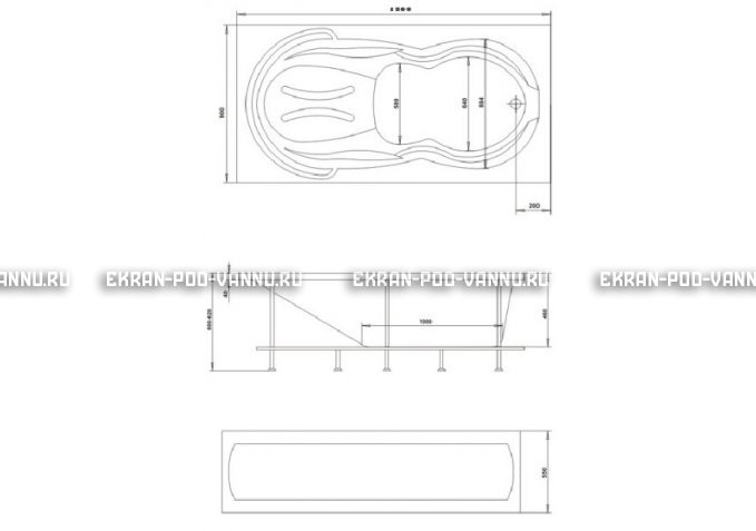 Акриловая ванна 1MarKa Taormina 180x90 – купить по цене 17670 руб. в интернет-магазине в городе Омск картинка 3