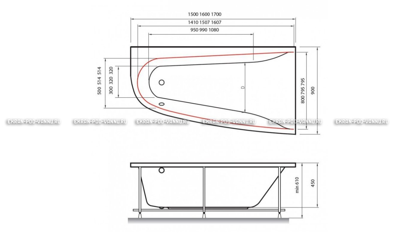 Акриловая ванна Vayer Boomerang 170x90 – купить по цене 47600 руб. в интернет-магазине в городе Омск картинка 10