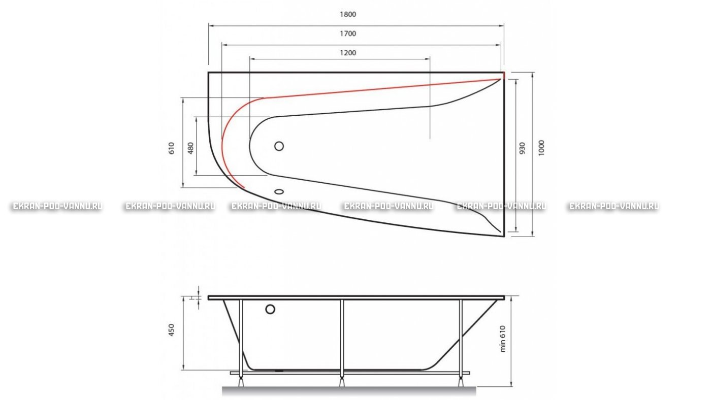 Акриловая ванна Vayer Boomerang 180x100 – купить по цене 53030 руб. в интернет-магазине в городе Омск картинка 13