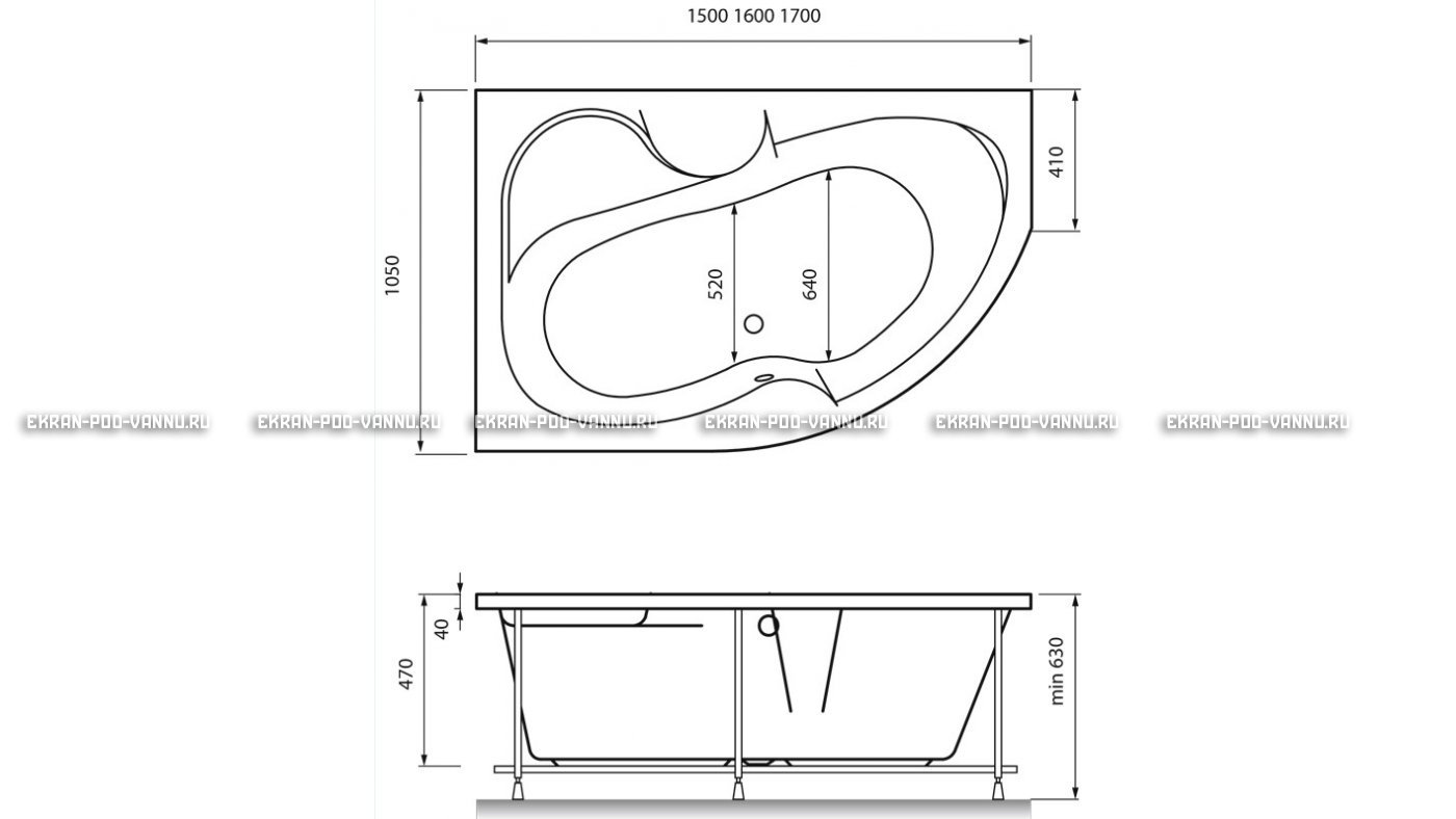 Акриловая ванна Vayer Azalia 150x105 – купить по цене 27800 руб. в интернет-магазине в городе Омск картинка 16