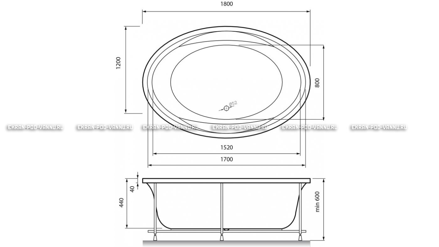 Акриловая ванна Vayer Opal 180x120 – купить по цене 33850 руб. в интернет-магазине в городе Омск картинка 13