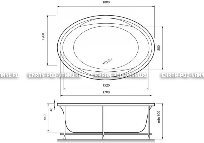Акриловая ванна Vayer Opal 180x120 – купить по цене 33850 руб. в интернет-магазине в городе Омск картинка 4
