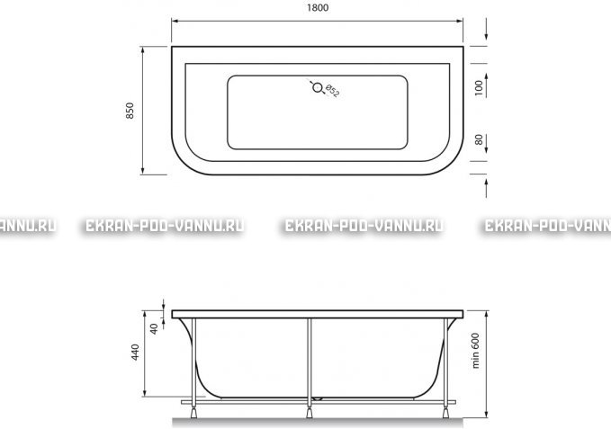 Акриловая ванна Vayer Options BTW 180x85 – купить по цене 25880 руб. в интернет-магазине в городе Омск картинка 4